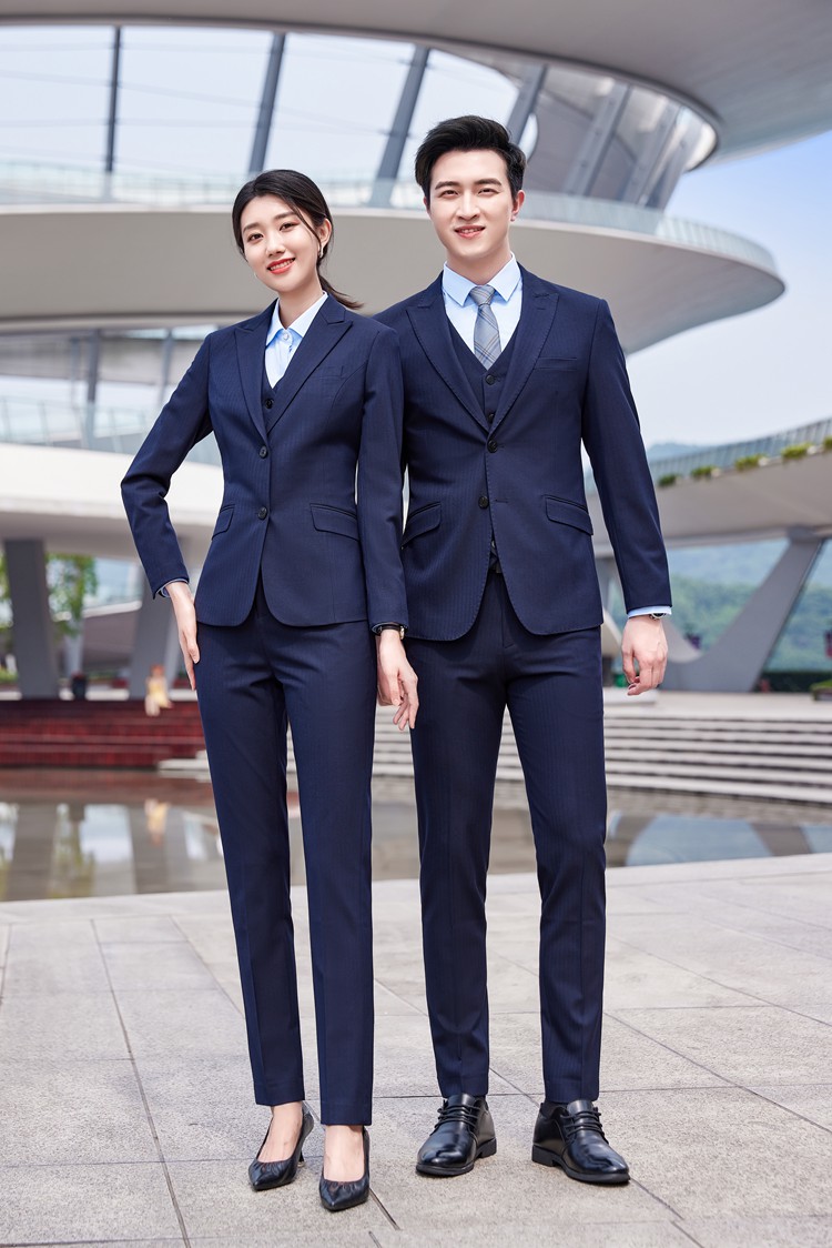 男女同款藏青色西服定制
