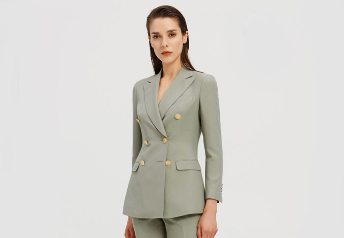 豆沙绿女士商务西装